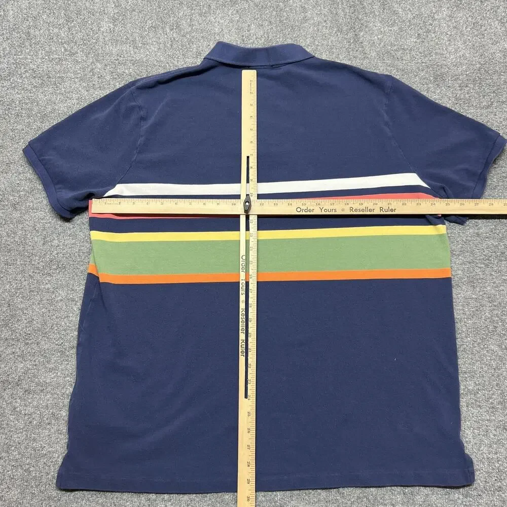 Polo Ralph Lauren Polo Shirt Mens 2XL Blue Multicolor Stripe Short Sleeve Pony